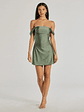 Classics Lover Off-The-Shoulder Satin A-Line Mini Dress - thumbnail 7