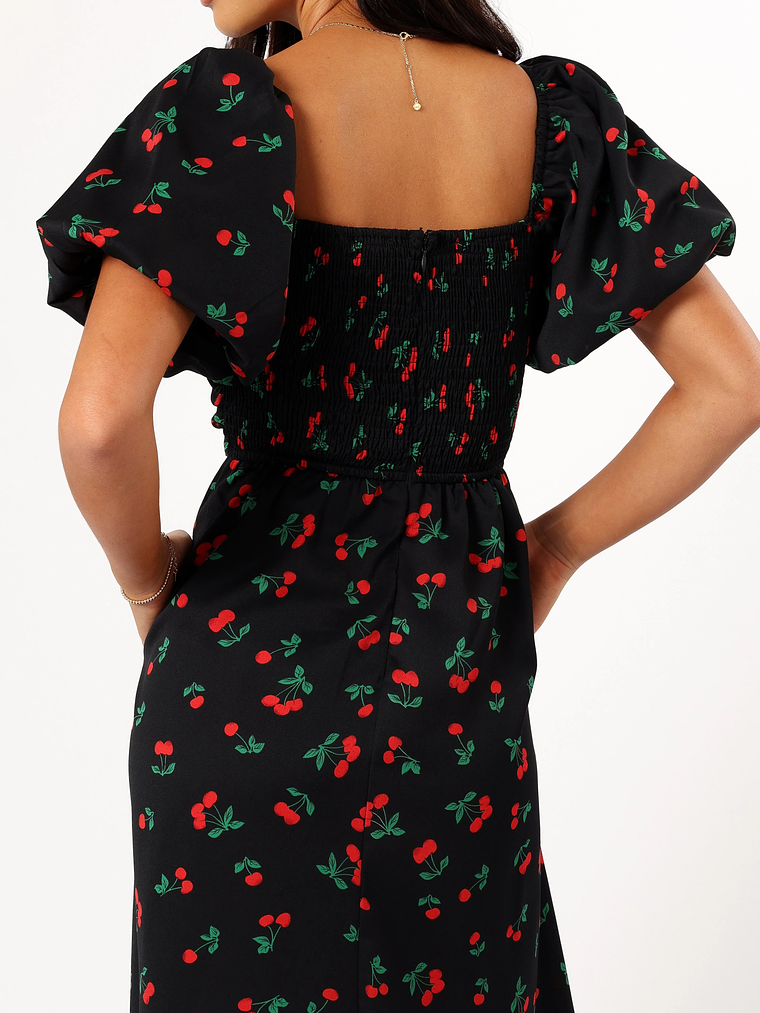 Chlo Puff Sleeve Midi Dress - Cherry Print 8