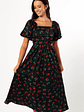 Chlo Puff Sleeve Midi Dress - Cherry Print - thumbnail 9