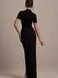 Claudetta | Black High-Neck Short-Sleeve Split Maxi Dress - thumbnail 2