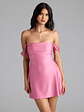 Classics Lover Off-The-Shoulder Satin A-Line Mini Dress - thumbnail 13