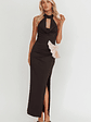 Charlene Cowl Halterneck Maxi Dress Black - thumbnail 4