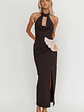Charlene Cowl Halterneck Maxi Dress Black - thumbnail 5