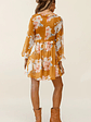 Cutie Pie Long Sleeve Babydoll Dress Rose Print Mustard - thumbnail 4