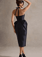 Cosetta | Black Halter-Neck Midi Dress With Tulip Skirt - thumbnail 2