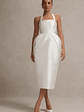 Cosetta | White Halter-Neck Midi Dress With Tulip Skirt - thumbnail 1