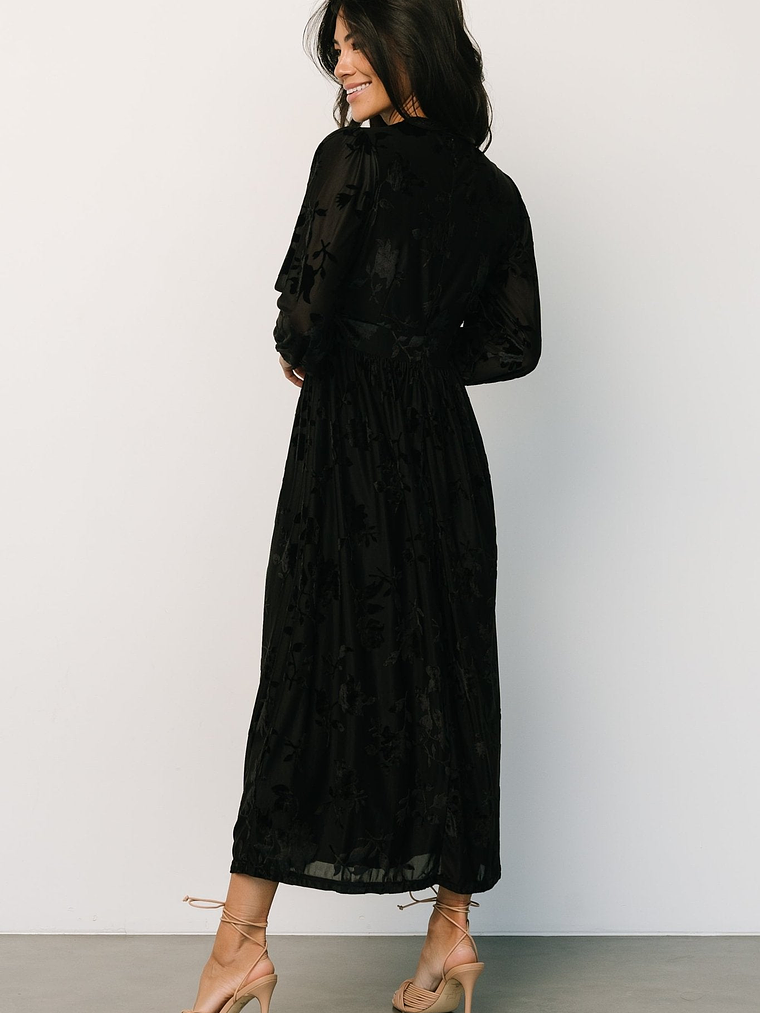 Christine Velvet Embossed Midi Dress | Black 6