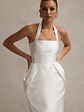 Cosetta | White Halter-Neck Midi Dress With Tulip Skirt - thumbnail 3