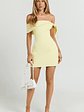 Cecilia Mini Dress Off Shoulder Tie Detail Dress in Lemon - thumbnail 2