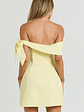 Cecilia Mini Dress Off Shoulder Tie Detail Dress in Lemon - thumbnail 3