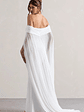 Carlotta | White Bardot Maxi Dress With Chiffon Cape - thumbnail 2