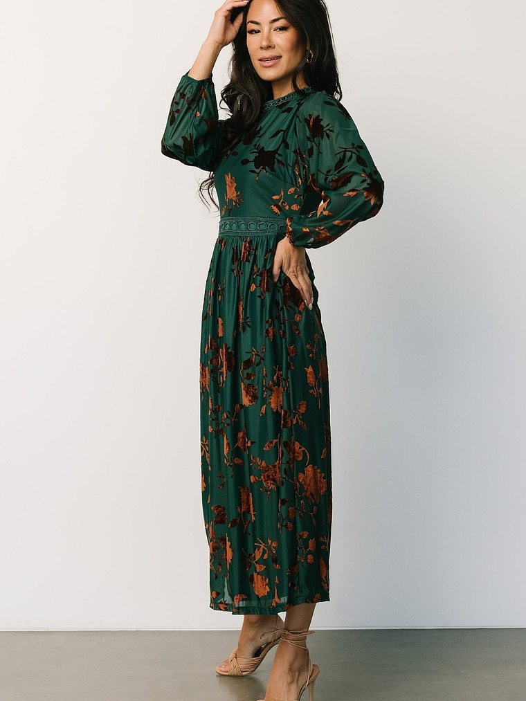 Christine Velvet Embossed Midi Dress | Jade 2