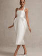 Cosetta | White Halter-Neck Midi Dress With Tulip Skirt - thumbnail 4