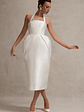Cosetta | White Halter-Neck Midi Dress With Tulip Skirt - thumbnail 5