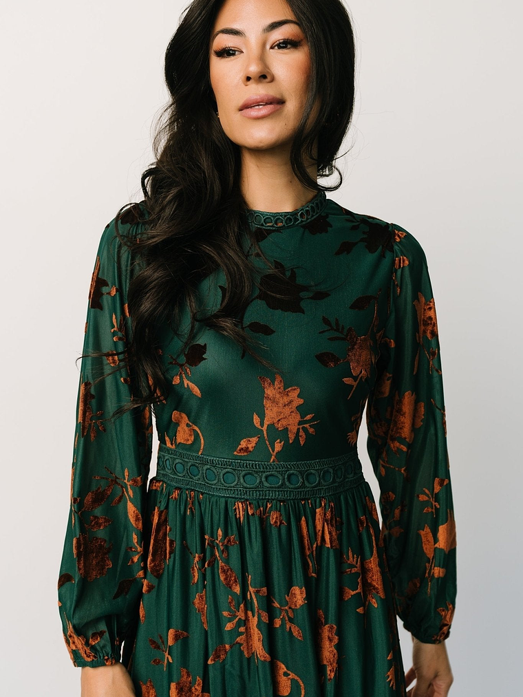 Christine Velvet Embossed Midi Dress | Jade 3
