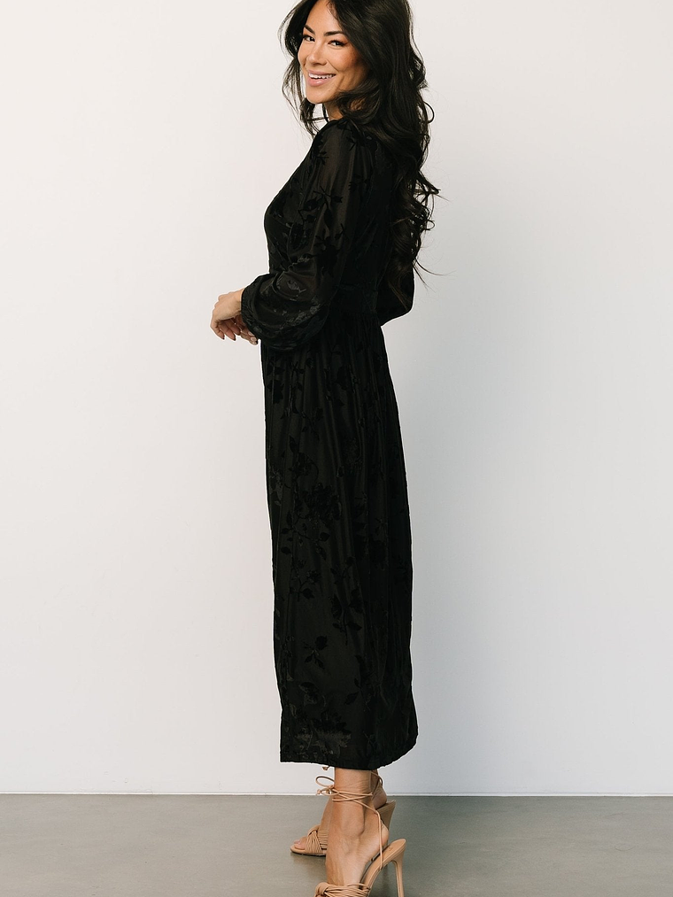 Christine Velvet Embossed Midi Dress | Black 11