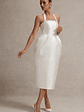 Cosetta | White Halter-Neck Midi Dress With Tulip Skirt - thumbnail 7