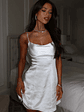 Cecilia Satin Mini Dress - White - thumbnail 1