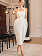 Cosetta | White Halter-Neck Midi Dress With Tulip Skirt - thumbnail 8
