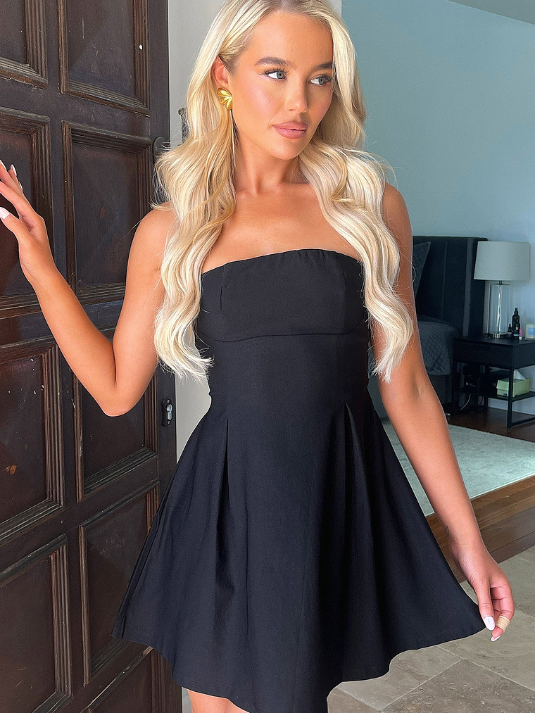 Charlize Strapless Mini Dress - Black 5