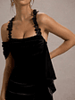 Charlize | Black Velvet Halter-Neck Draped Maxi Dress - thumbnail 4