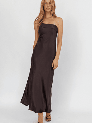 Carmel One-Shoulder Sash Maxi Dress Black