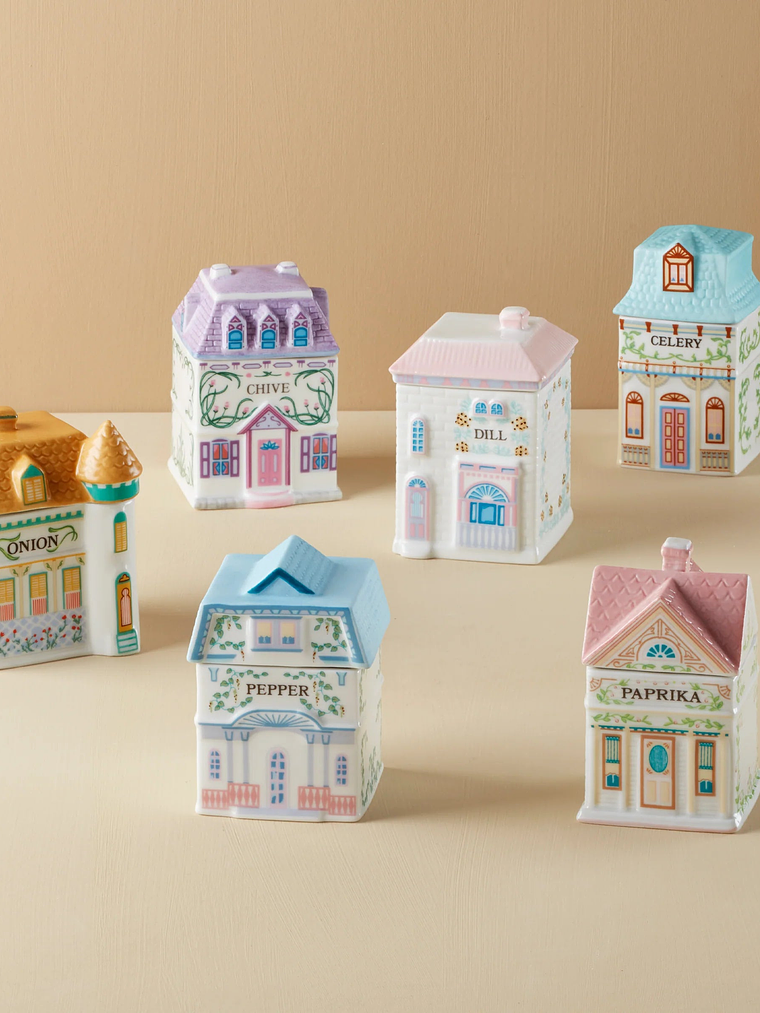 CS Lenox Spice Village 6-Piece Spice Jar Set #2 1