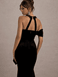 Charlize | Black Velvet Halter-Neck Draped Maxi Dress - thumbnail 5