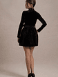 Charm | Black Velvet Turtleneck Long-Sleeve Belted Mini Dress - thumbnail 2