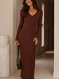 Cyra Long Sleeve Maxi Dress - Chocolate - thumbnail 1