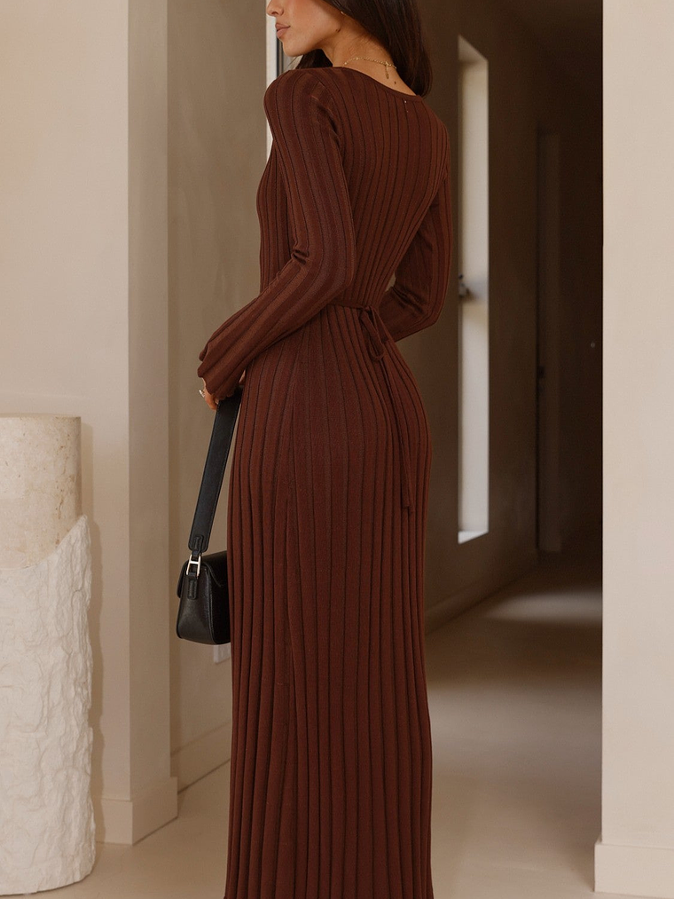 Cyra Long Sleeve Maxi Dress - Chocolate 2