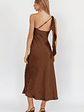 Carmel One-Shoulder Sash Maxi Dress Chocolate - thumbnail 2