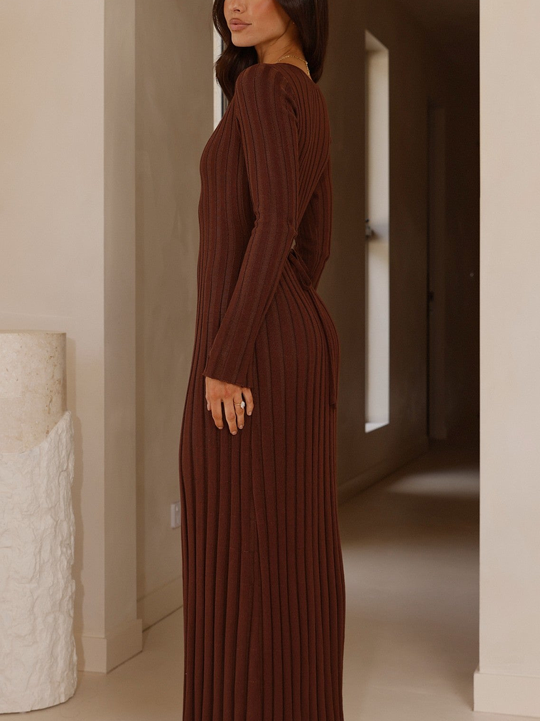Cyra Long Sleeve Maxi Dress - Chocolate 3