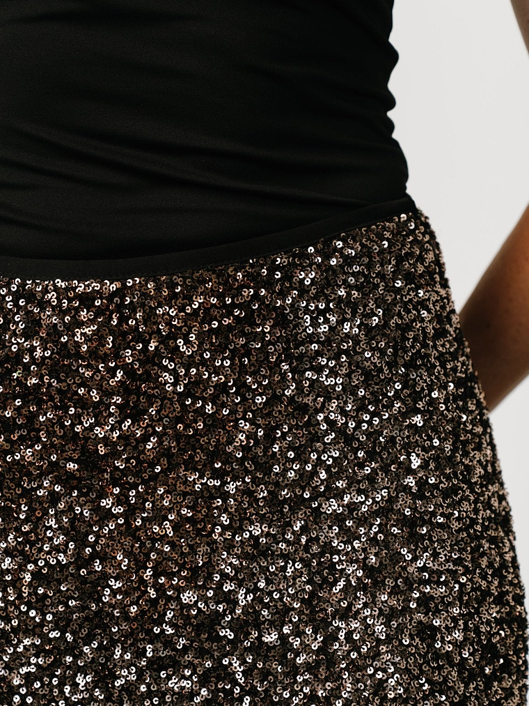 Charmed Sequin Midi Skirt | Bronze 2