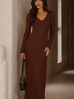 Cyra Long Sleeve Maxi Dress - Chocolate - thumbnail 4