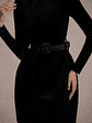 Charm | Black Velvet Turtleneck Long-Sleeve Belted Mini Dress - thumbnail 6
