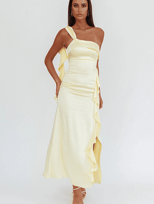 Carmel One-Shoulder Split Maxi Dress Butter
