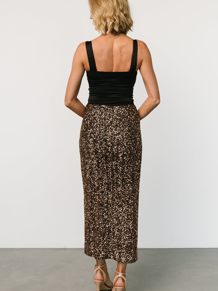 Charmed Sequin Midi Skirt | Bronze 4