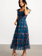Clementine Tulle Midi Dress | Persian Blue + Rust - thumbnail 3