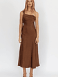 Carmel One-Shoulder Sash Maxi Dress Chocolate - thumbnail 5