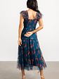 Clementine Tulle Midi Dress | Persian Blue + Rust - thumbnail 4