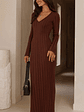 Cyra Long Sleeve Maxi Dress - Chocolate - thumbnail 7