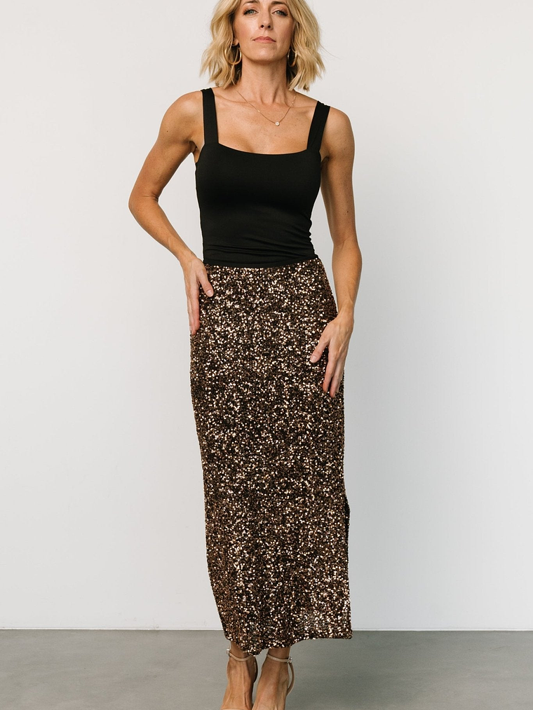 Charmed Sequin Midi Skirt | Bronze 6