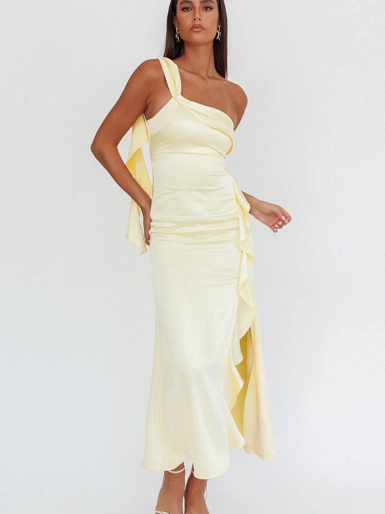 Carmel One-Shoulder Split Maxi Dress Butter 5