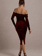 Compliment | Berry Velvet Bardot Midi Dress - thumbnail 2