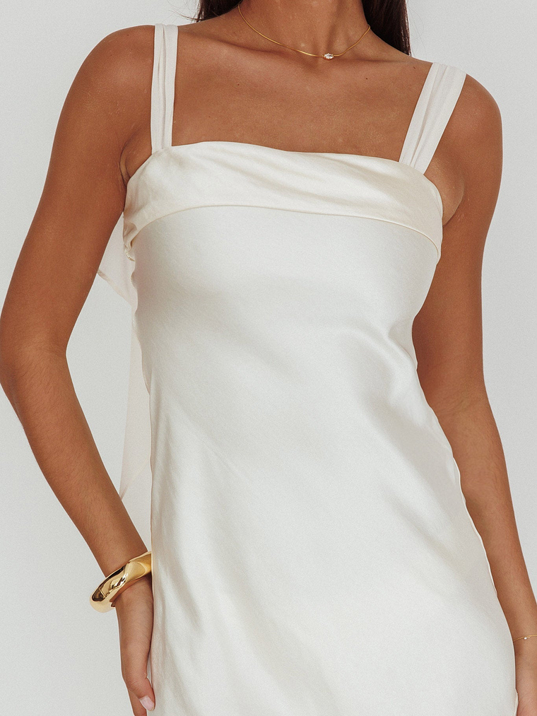 Carmel Shoulder Sash Midi Dress Oyster 4