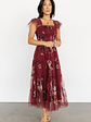 Clementine Tulle Midi Dress | Wine Multi - thumbnail 2