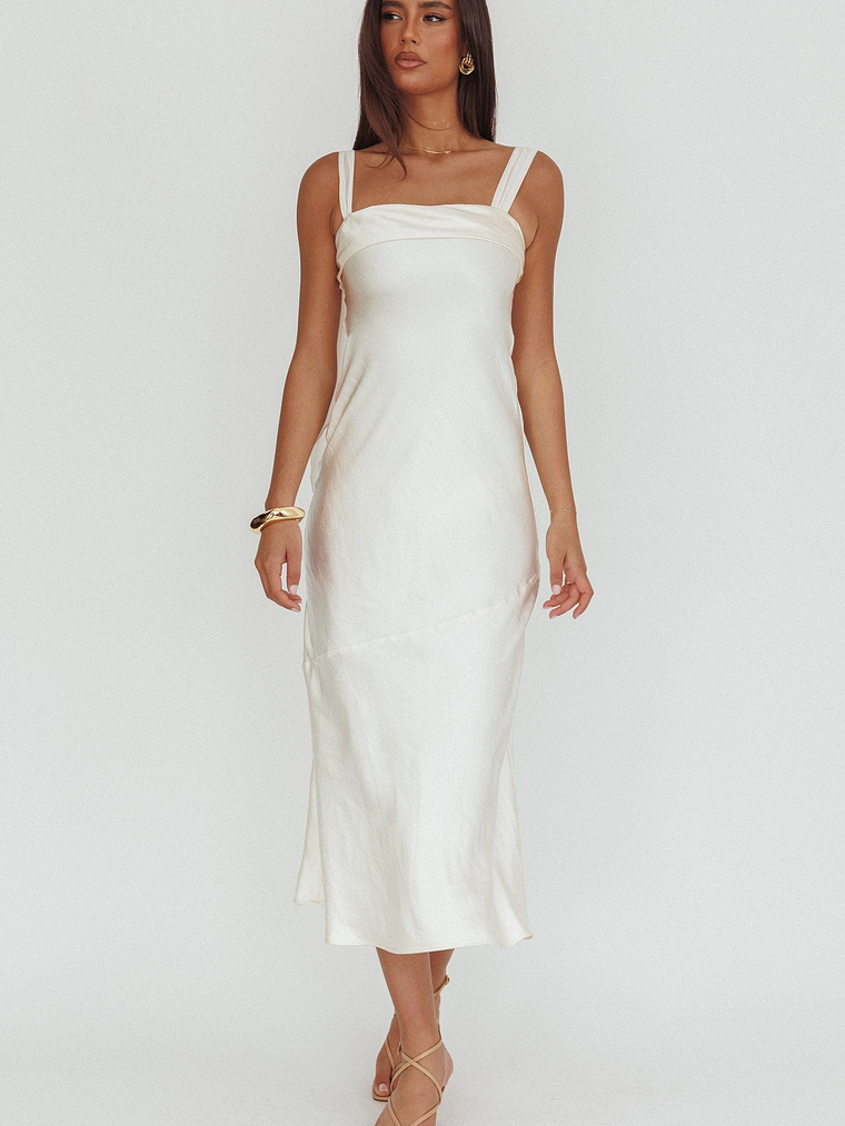 Carmel Shoulder Sash Midi Dress Oyster 5
