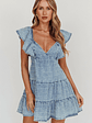 Daffodil Ruffle A-Line Mini Dress Light Blue - thumbnail 1