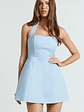 Dante Mini Dress Halter Neck Tie Tulip Skirt Dress in Soft Blue - thumbnail 5